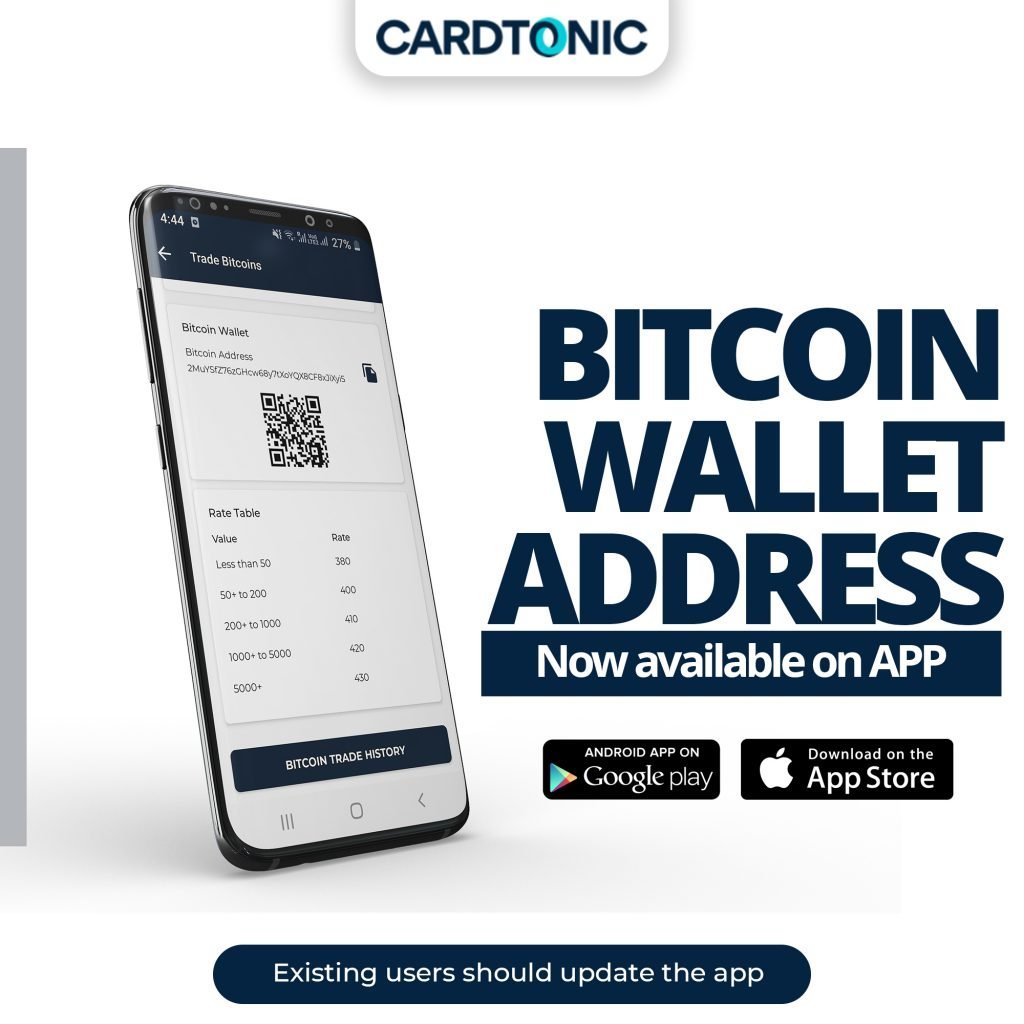 Sell Bitcoins On Cardtonic App And Get Free Bitcoin Wallet Address