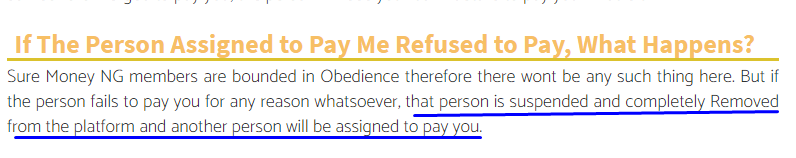 sure money ng payment rule