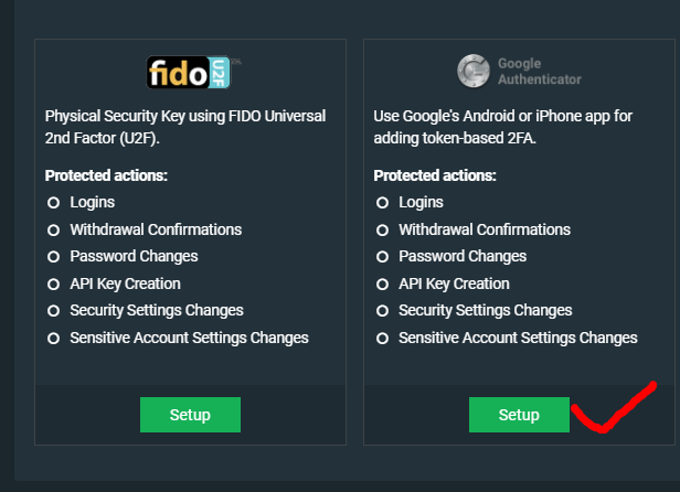 Bitfinex set up 2FA