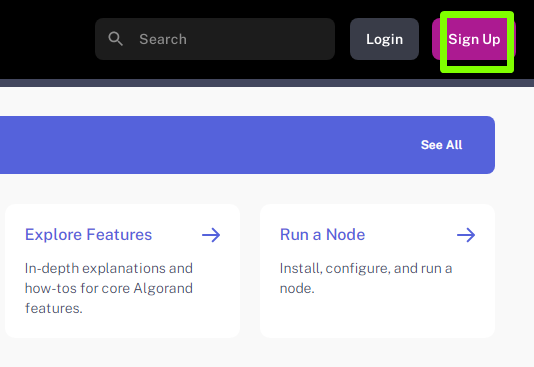Algorand sign up