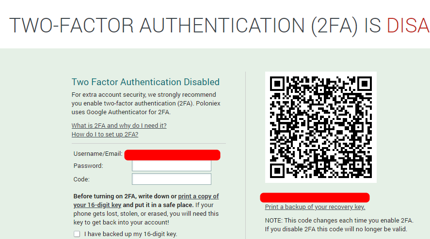 poloniex 2FA